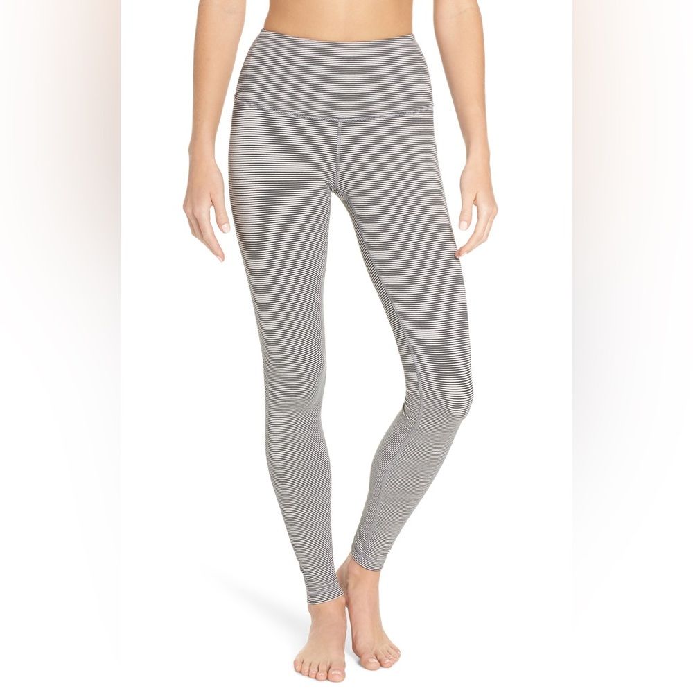 Zella Black and White Striped Leggings